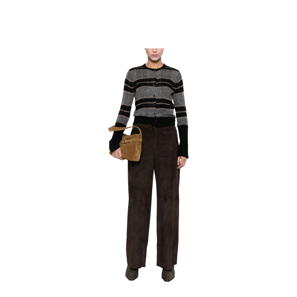 High-Waist Brown Leather Trousers