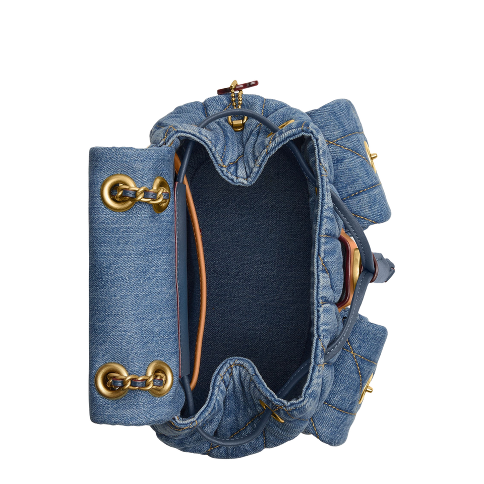 Tabby Quilted Denim Backpack - Blue