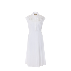 Embroidered Poplin Midi Dress - White