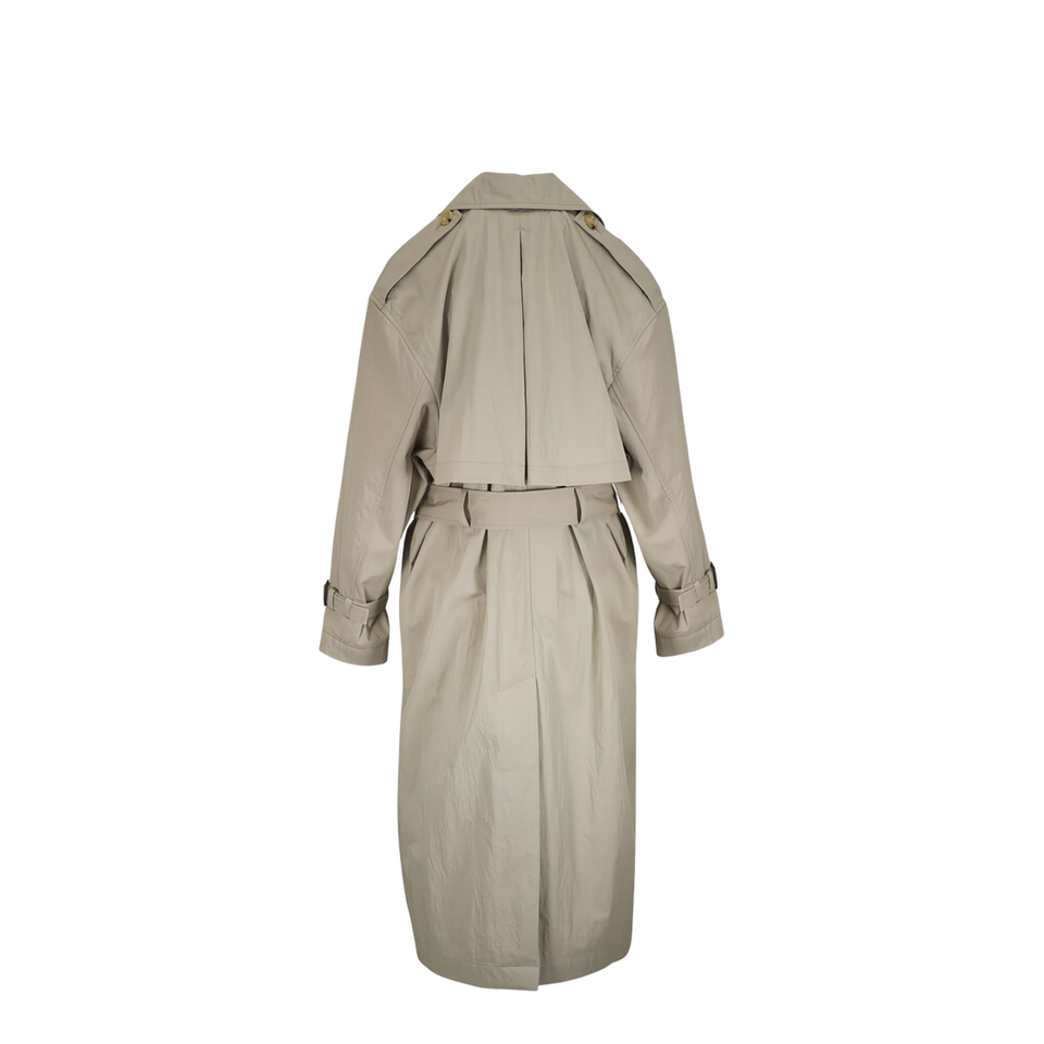 Beige Double-Breasted Trench Coat