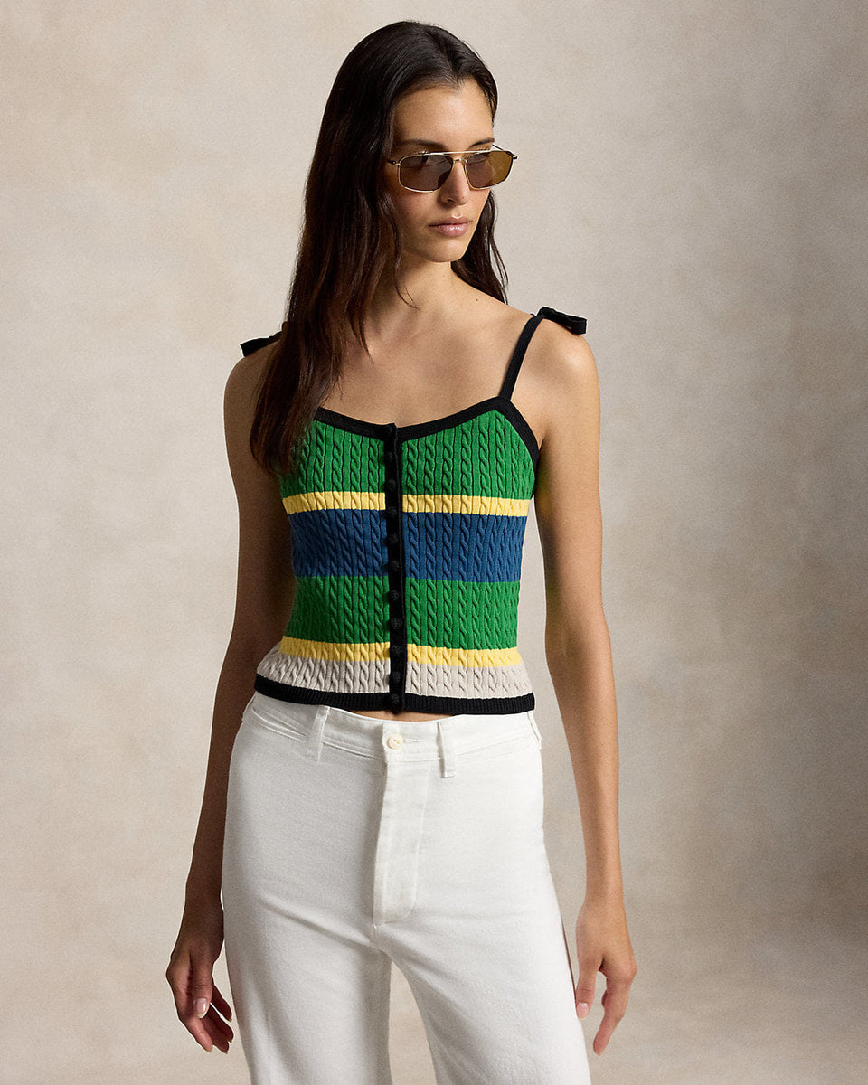 Ralph Lauren ColorBlocked CableKnit Tank Top