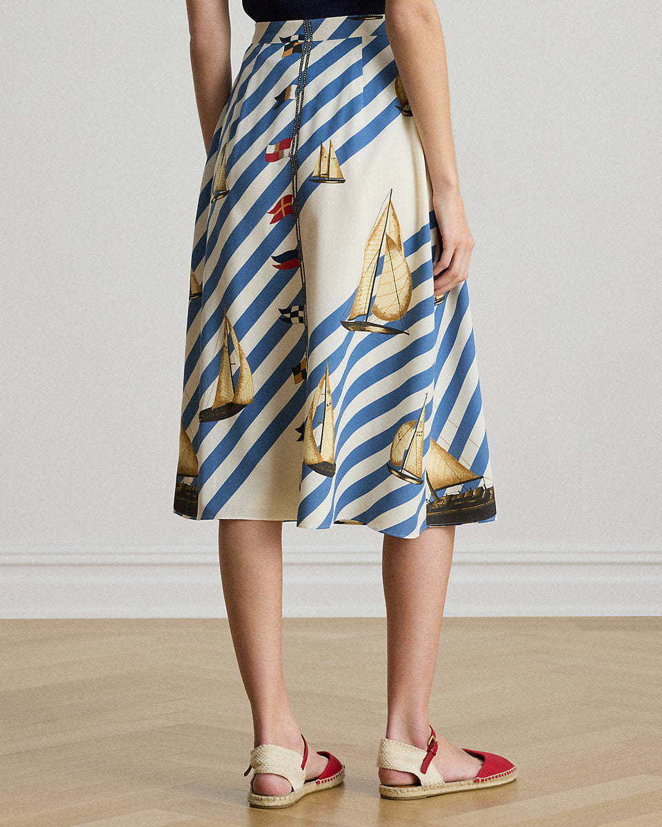 Ralph Lauren Print ButtonFront Crepe Skirt