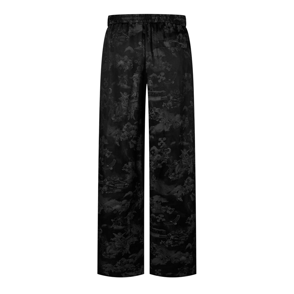 Fresco Jacquard Cotton Straight Leg Trousers