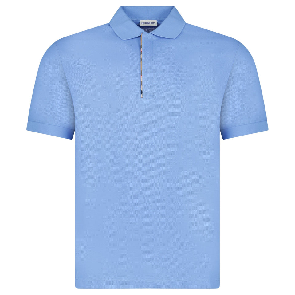 Burberry ‘Hartford’ Zip Check Polo Blue