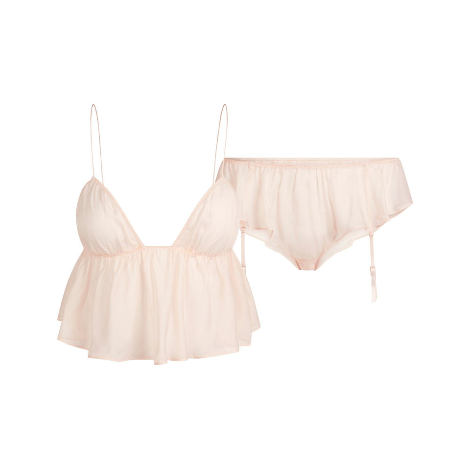 Skims Romance Babydoll Top and Garter Hipster Set