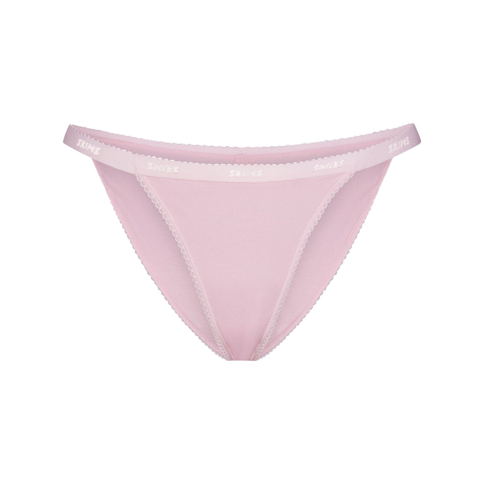 Lightweight Cotton Logo Picot String Bikini