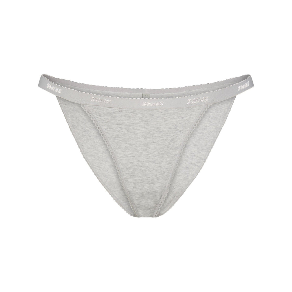 Lightweight Cotton Logo Picot String Bikini