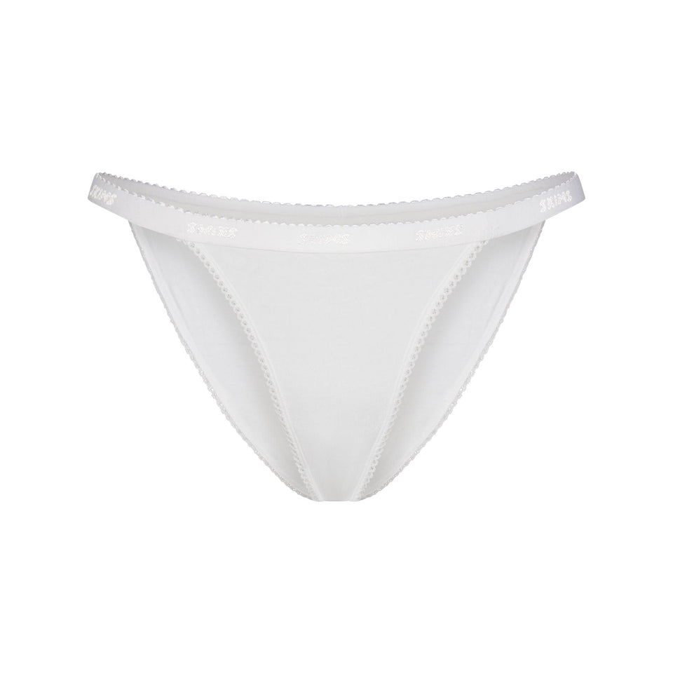 Lightweight Cotton Logo Picot String Bikini