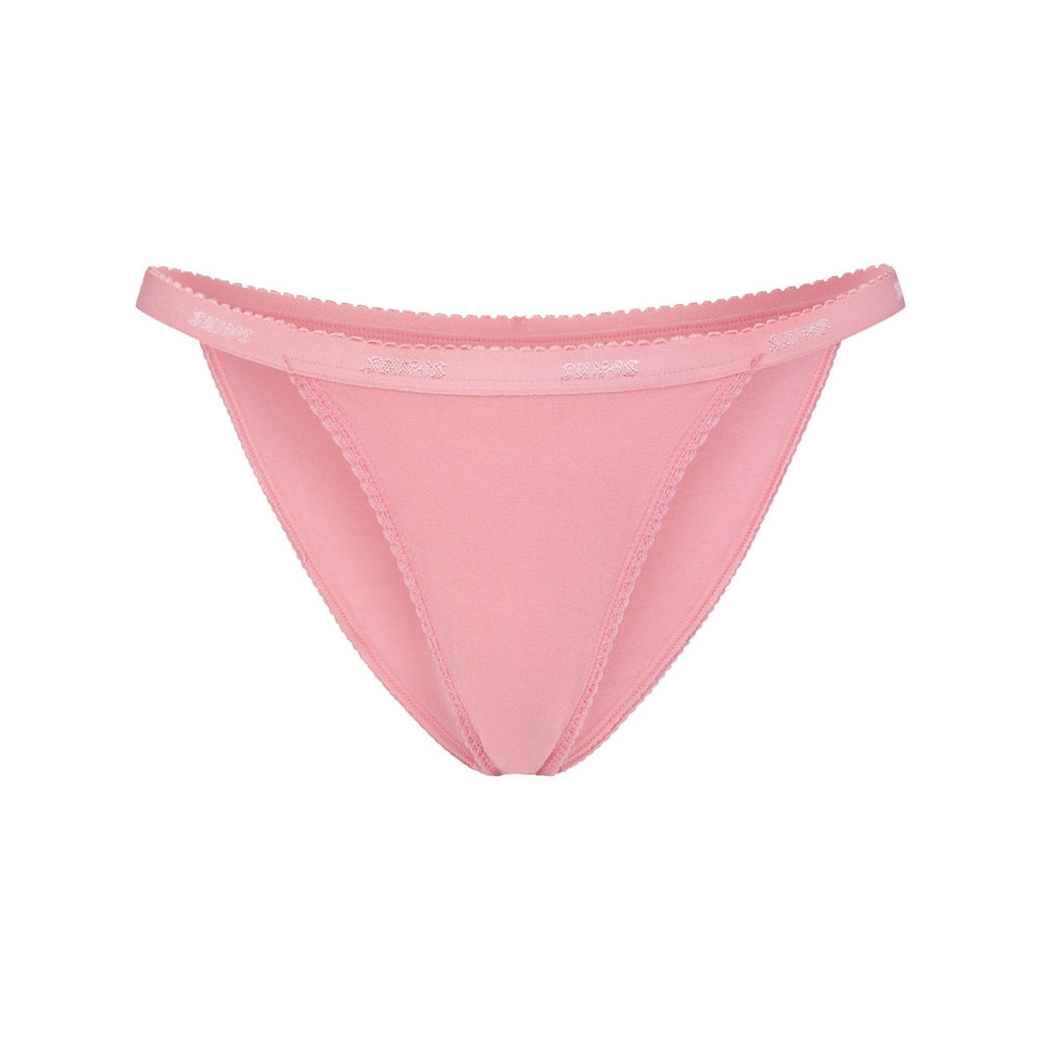 Lightweight Cotton Logo Picot String Bikini