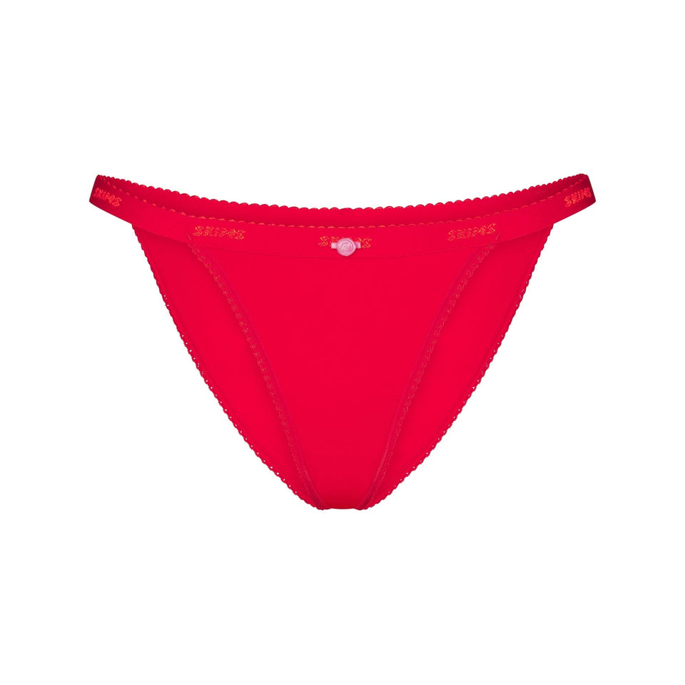 Lightweight Cotton Logo Picot String Bikini