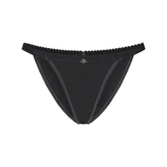 Lightweight Cotton Logo Picot String Bikini