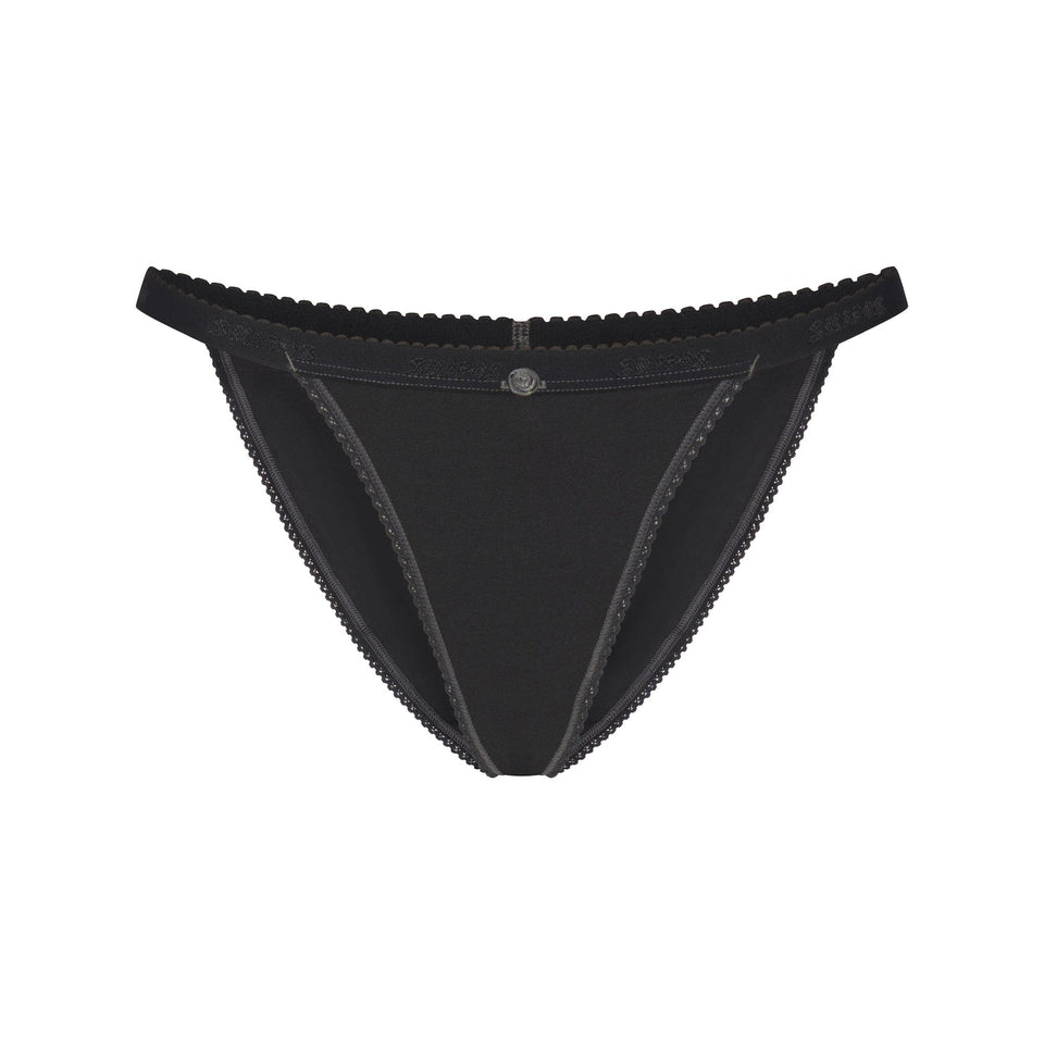 Lightweight Cotton Logo Picot String Bikini