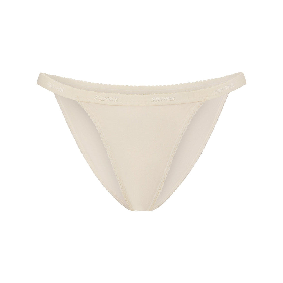 Lightweight Cotton Logo Picot String Bikini