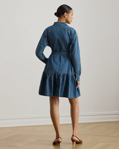 Ralph Lauren Belted Denim Tiered Shirtdress