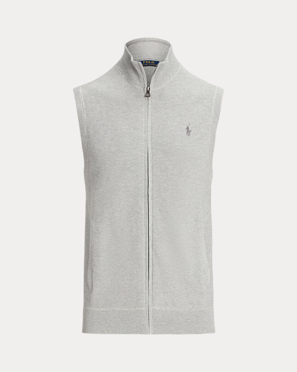 Ralph Lauren MeshKnit Cotton FullZip Sweater Vest