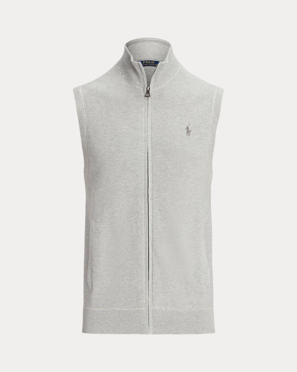 Ralph Lauren MeshKnit Cotton FullZip Sweater Vest