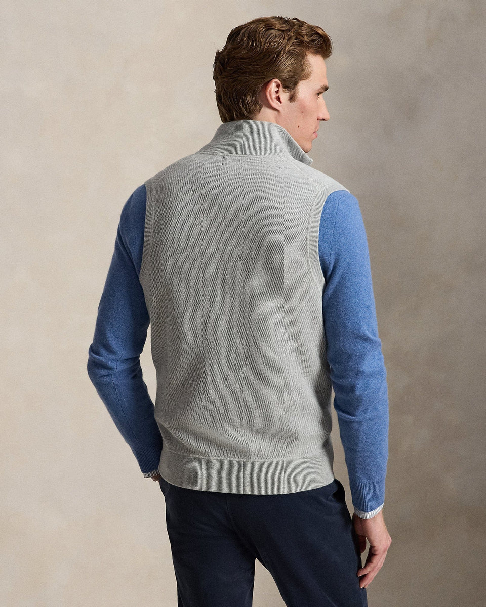 Ralph Lauren MeshKnit Cotton FullZip Sweater Vest