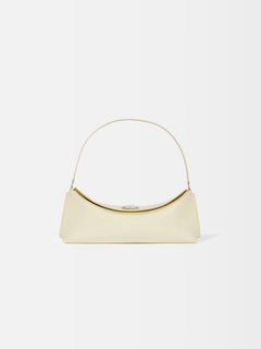 Jacquemus The Ovalo Clutch Shoulder Bag In Glazed Leather Dusty Yellow