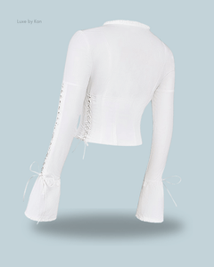 HOUSE OF CB Anissa White Lace Up Top