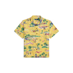 Rayon Bear Short-Sleeve Patterned Shirt