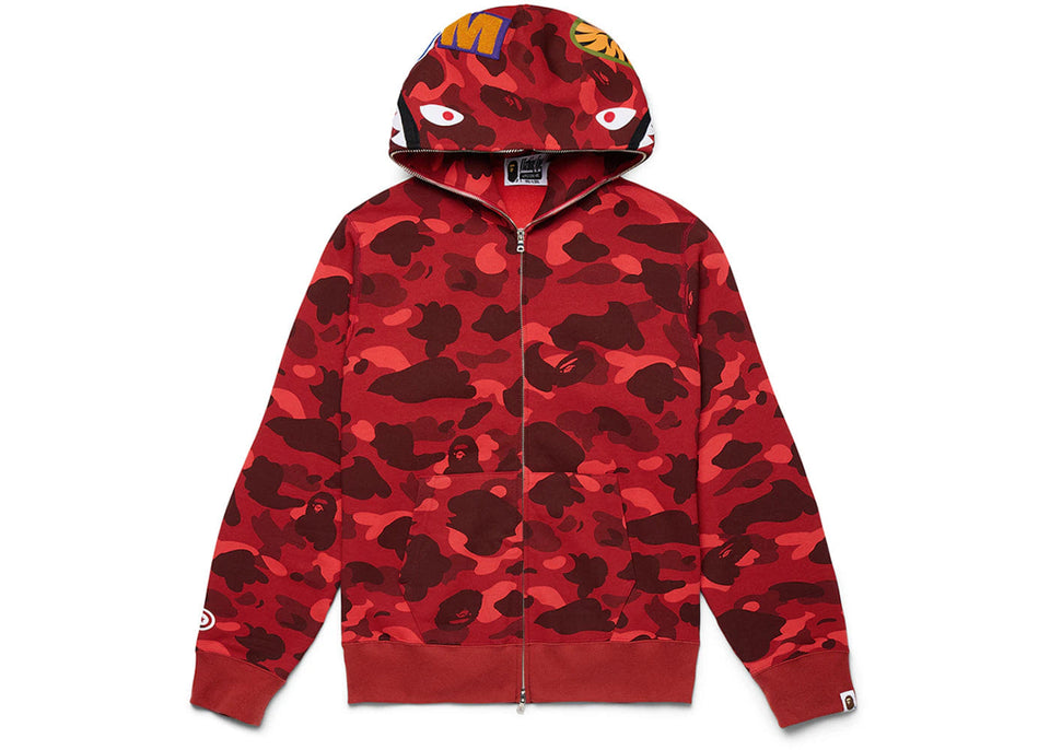 BAPE Color Camo Shark Full Zip Hoodie Red