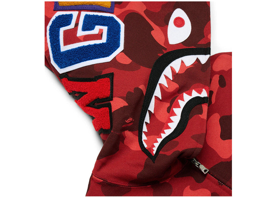 BAPE Color Camo Shark Full Zip Hoodie Red