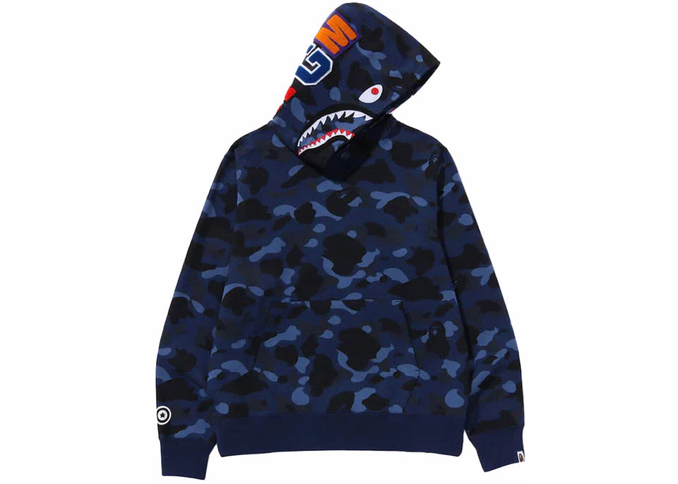 BAPE Color Camo Shark Pullover Hoodie Navy