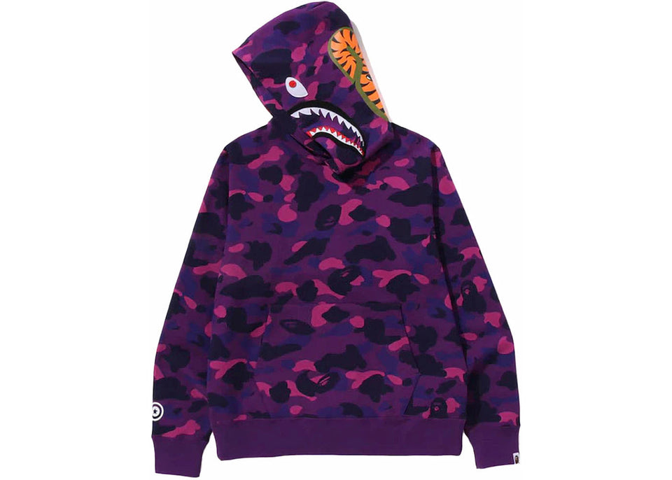 BAPE Color Camo Shark Pullover Hoodie Purple