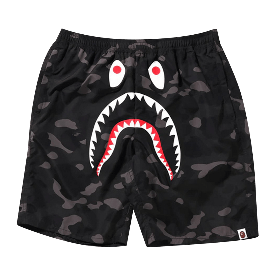 BAPE Color Camo Shark Beach Shorts Black