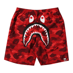BAPE Color Camo Shark Beach Shorts Red
