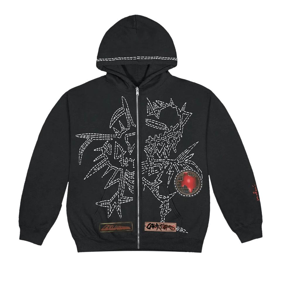 Cactus Jack by Travis Scott Blackout Zip Up Hoodie Black