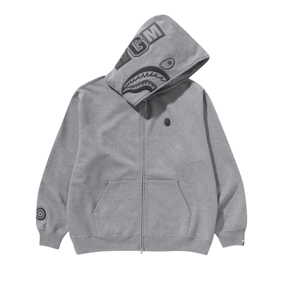 BAPE Ape Head One Point Shark Zip Hoodie Grey