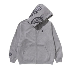 BAPE Ape Head One Point Shark Zip Hoodie Grey