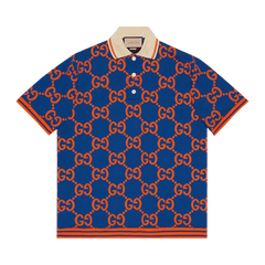 Gucci GG Jacquard Polo T-Shirt Blue/Orange