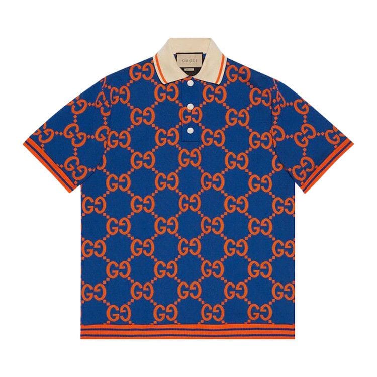 Gucci GG Jacquard Polo T-Shirt Blue/Orange