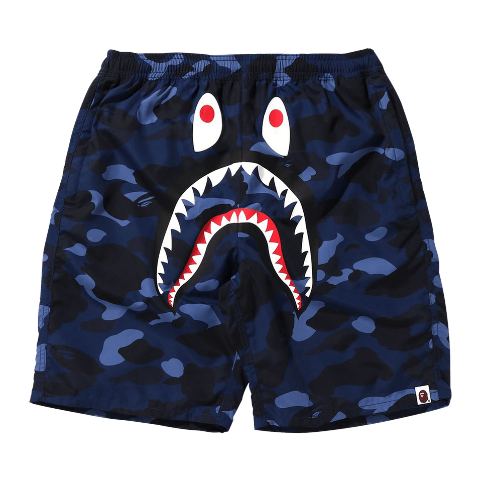 BAPE Color Camo Shark Beach Shorts Navy