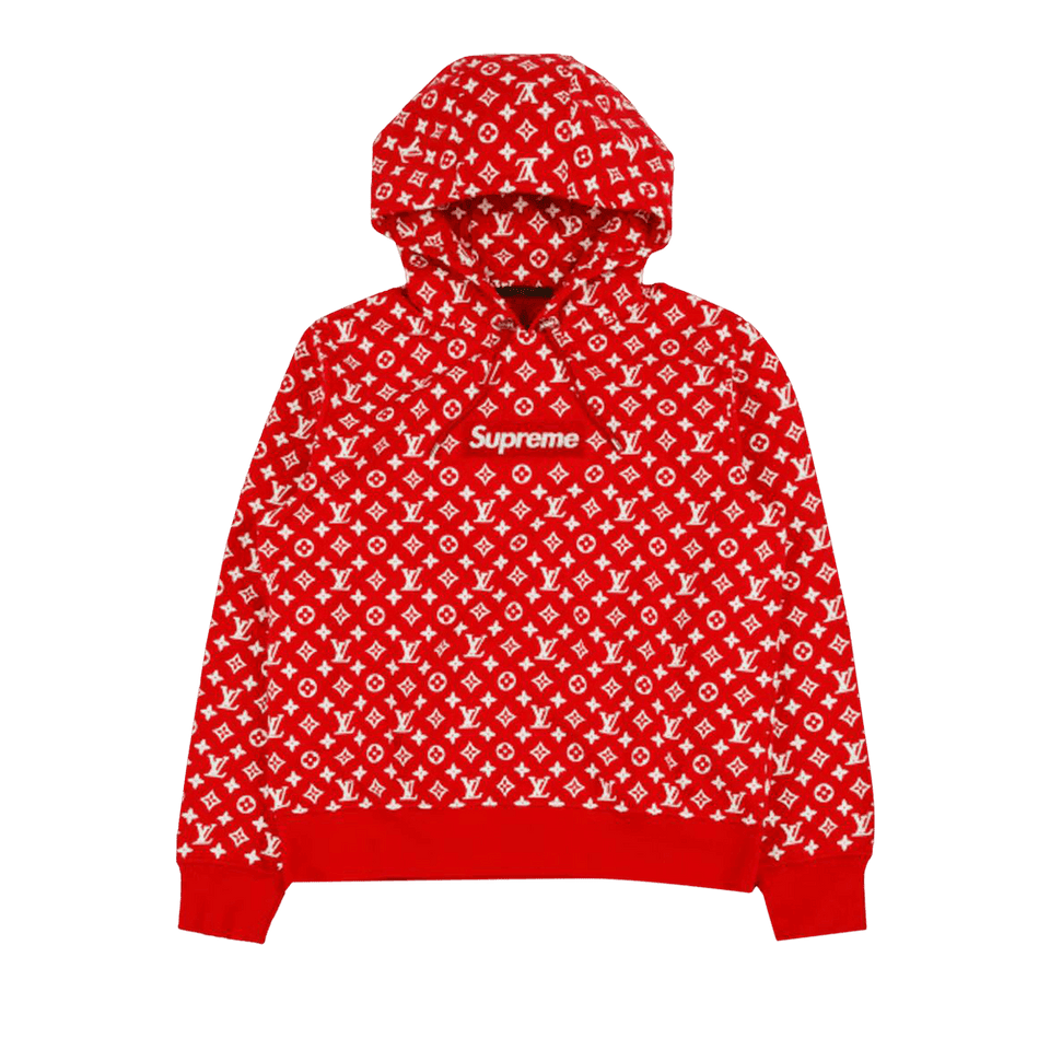 Louis Vuitton x Supreme Box Logo Hoodie Red