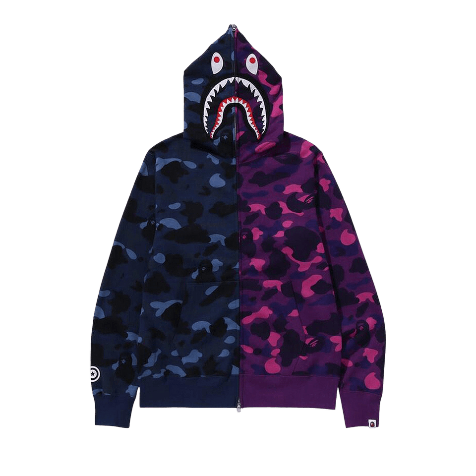 BAPE Color Camo Separate Shark Full Zip Hoodie Navy/Purple