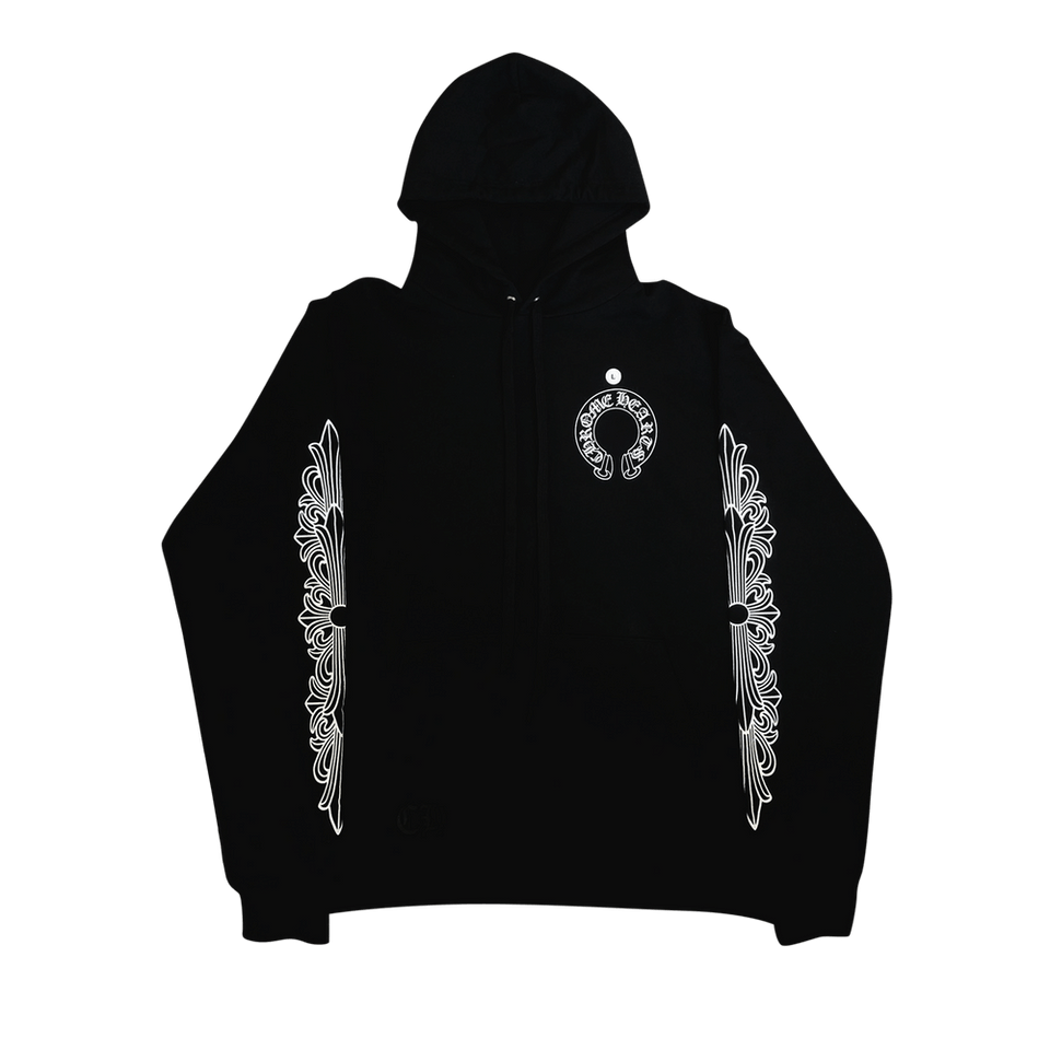 Chrome Hearts Horseshoe Floral Hoodie Black
