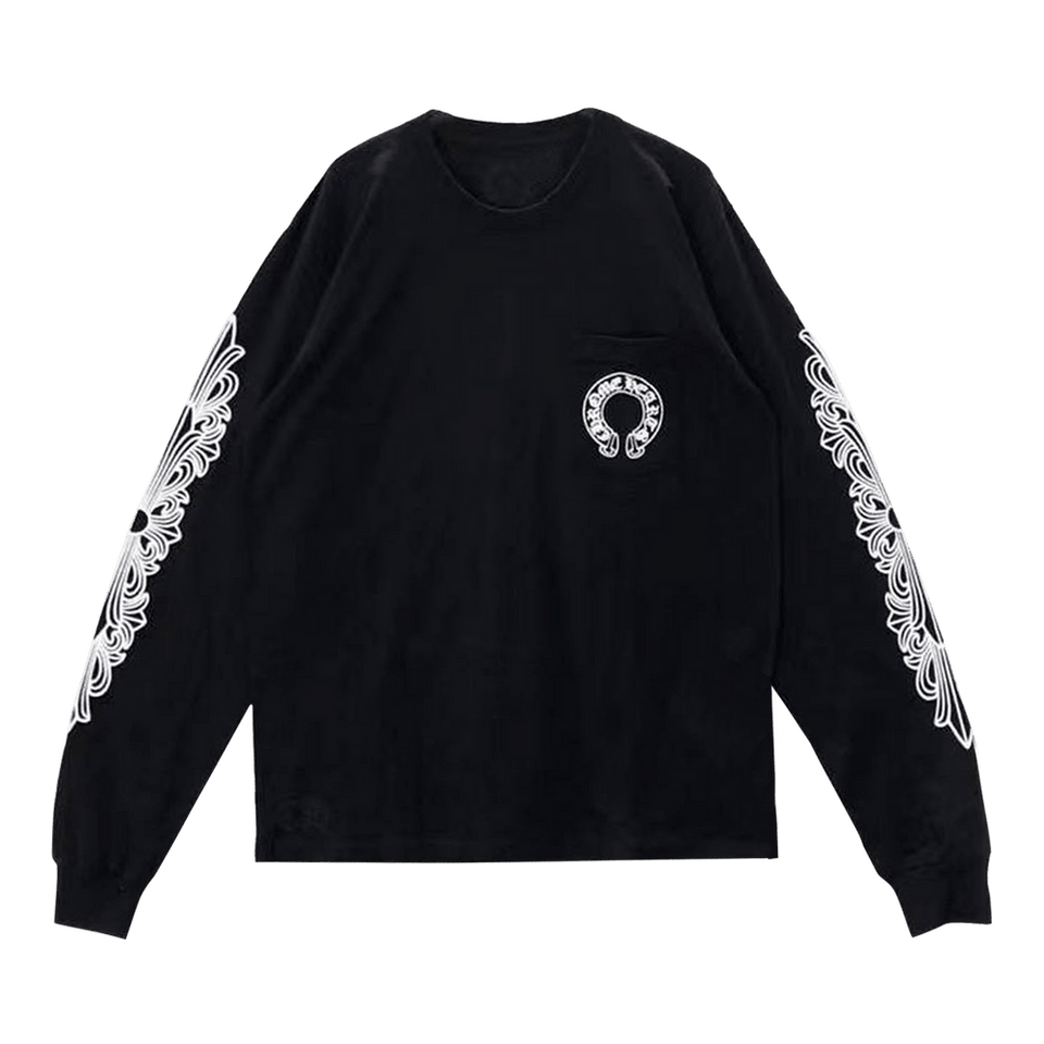 Chrome Hearts Horseshoe Long-Sleeve T-Shirt Black/White