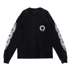 Chrome Hearts Horseshoe Long-Sleeve T-Shirt Black/White