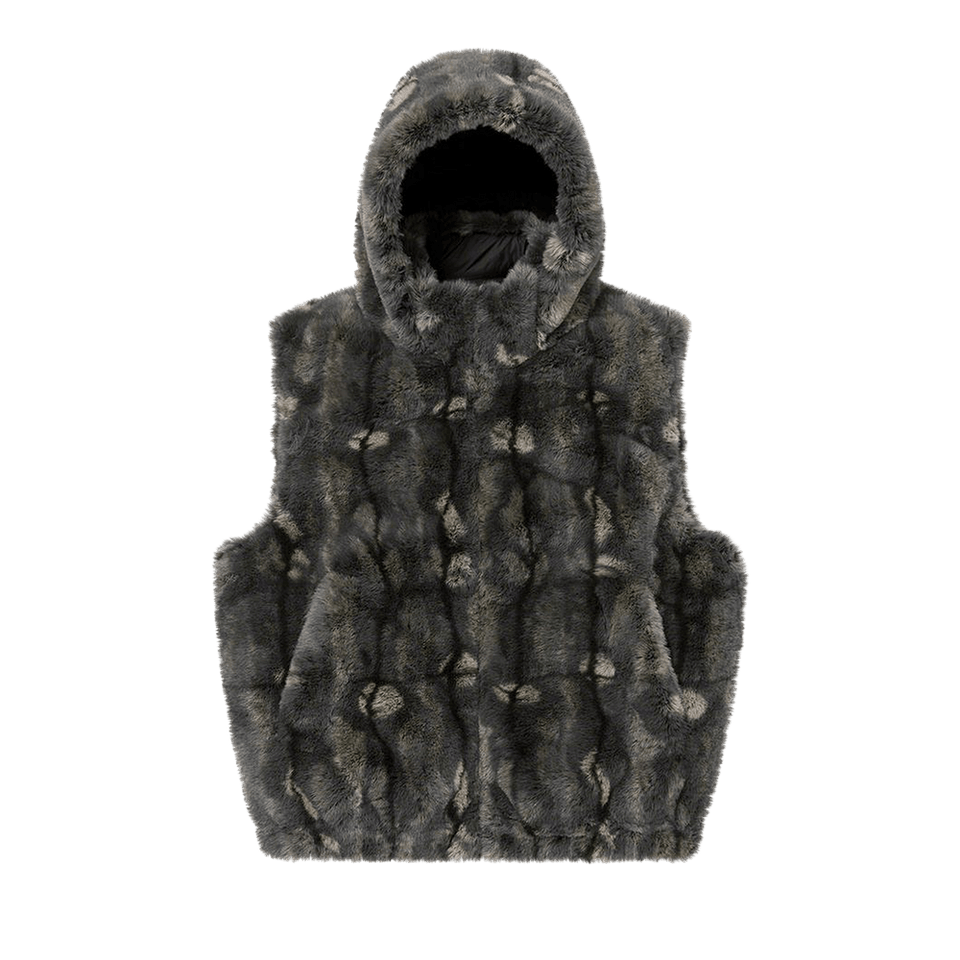 Supreme Faux Fur Hooded Vest Black