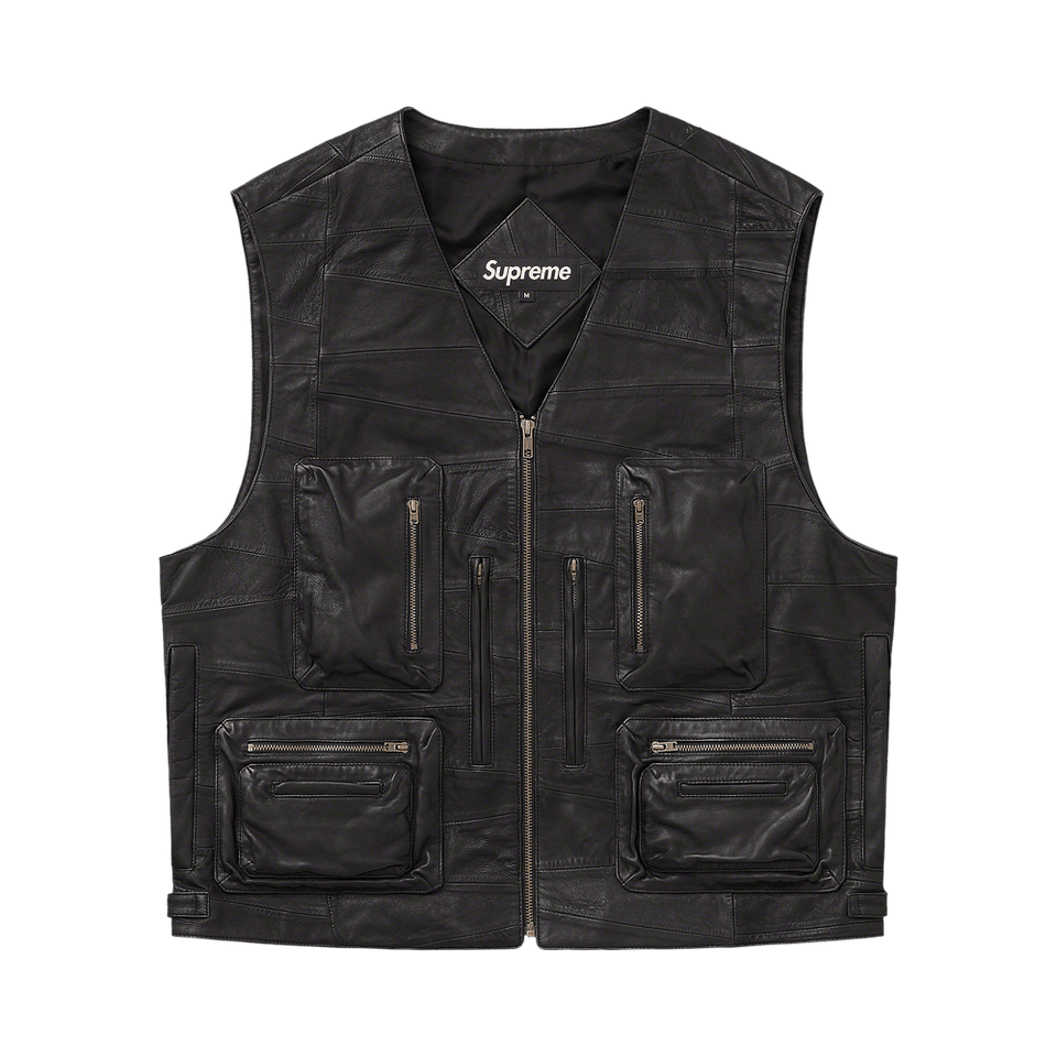 Supreme Patchwork Leather Cargo Vest Black
