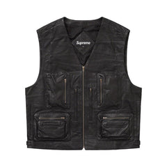 Supreme Patchwork Leather Cargo Vest Black