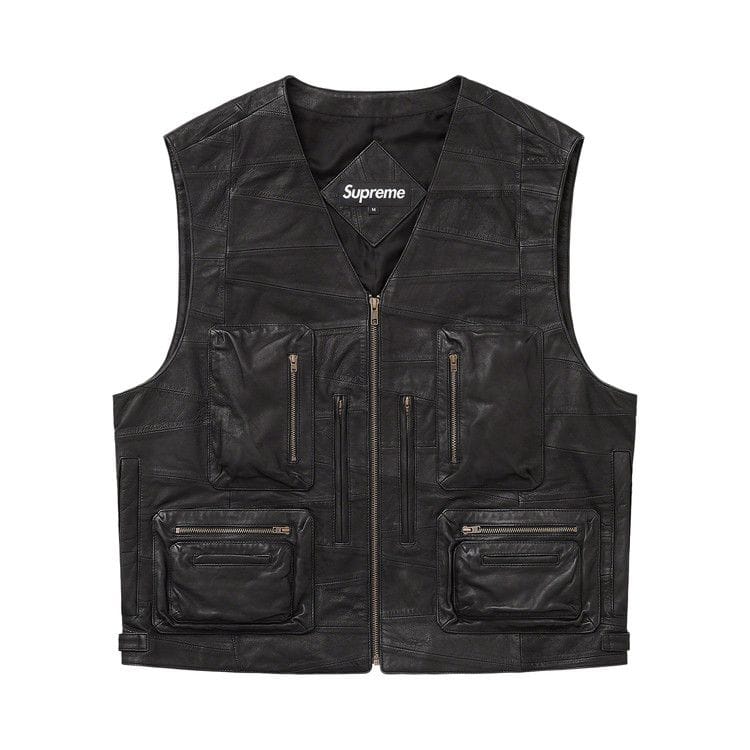 Supreme Patchwork Leather Cargo Vest Black