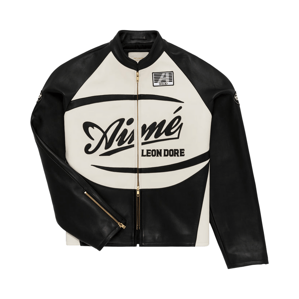 Aimé Leon Dore Leather Café Racer Jacket Jet Black