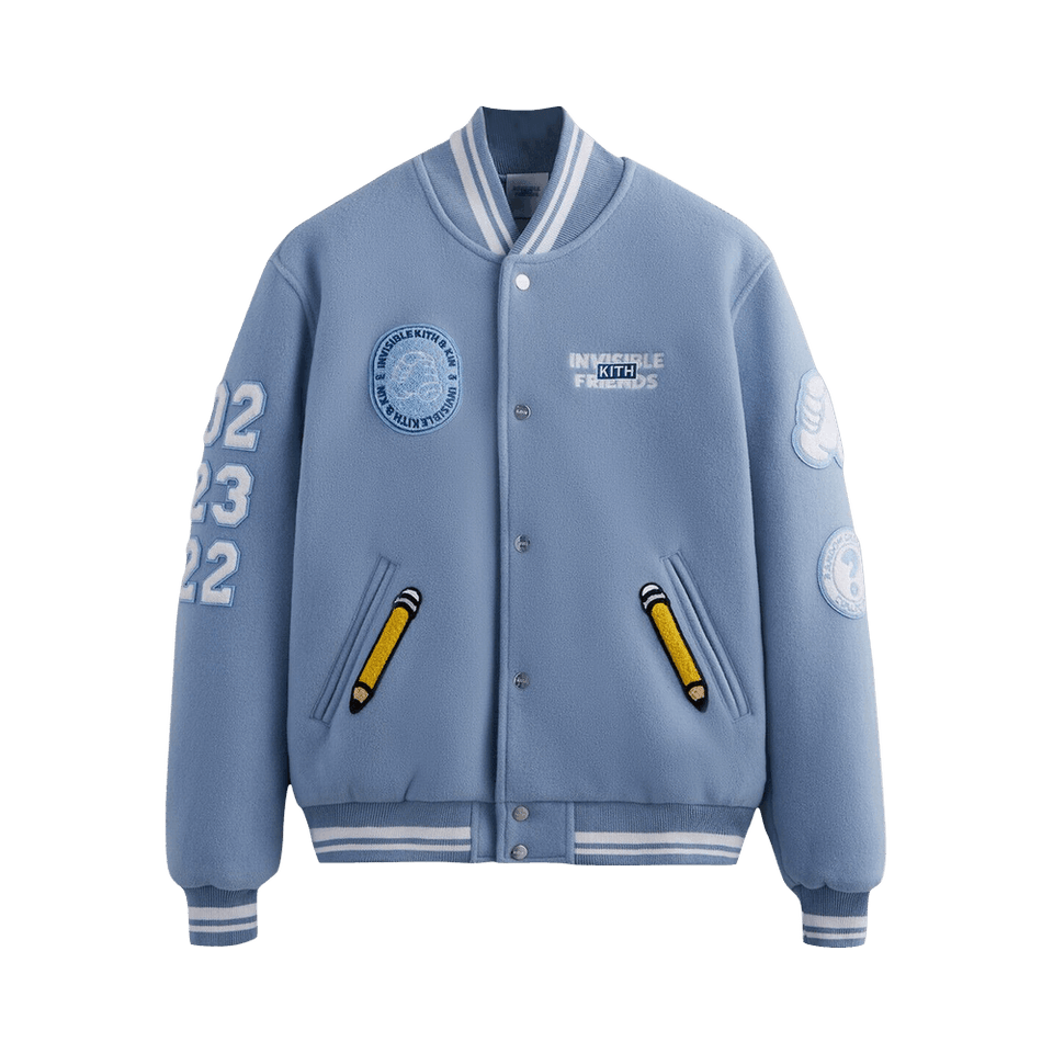 Kith x Invisible Friends Manteco Wool Varsity Jacket Larimar