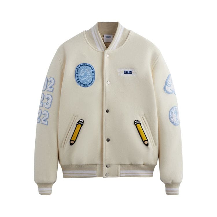 Kith x Invisible Friends Manteco Wool Varsity Jacket Sandrift