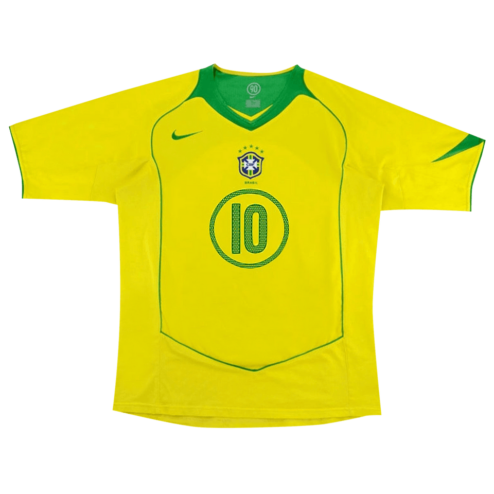 Nike Brazil 2004 T90 Reissue Jersey Ronaldinho 10 Opti Yellow/Apple Green