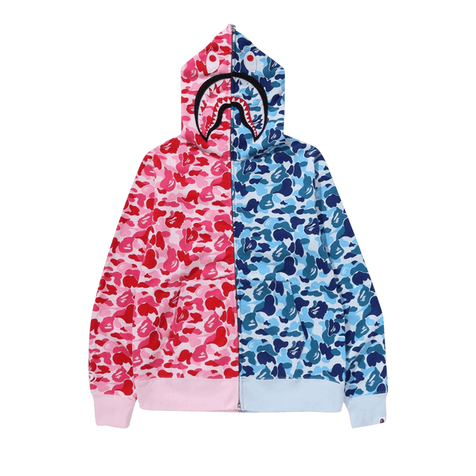 Bape Abc Camo Separate Shark Full Zip Hoodie Pink